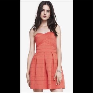 Coral color bandage strapless mini S preowned